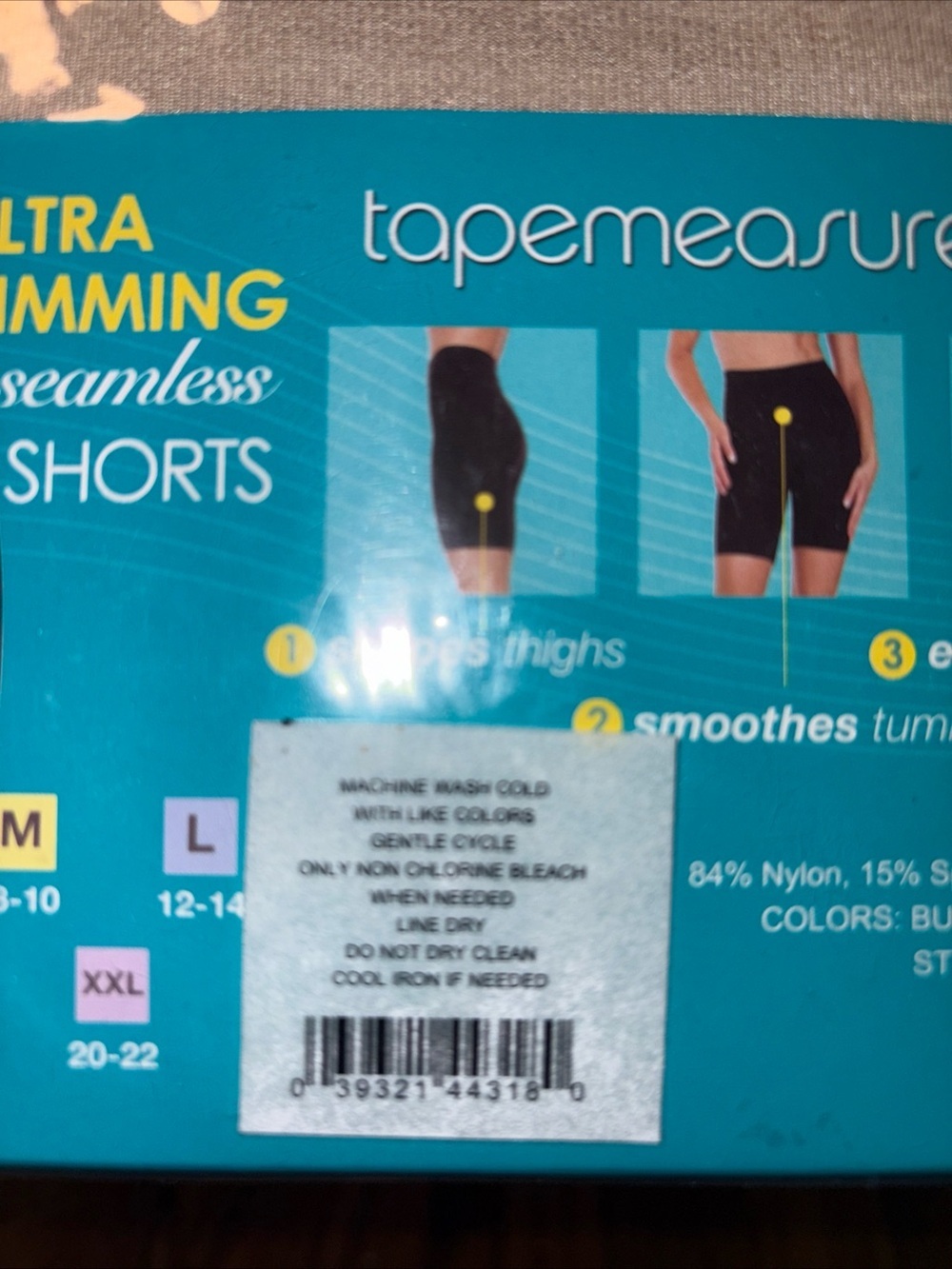 Tapemeasure Tummy Control Seamless Shorts Pk of 2 in Black & Buff Women's XXL N - Picture 5 of 10